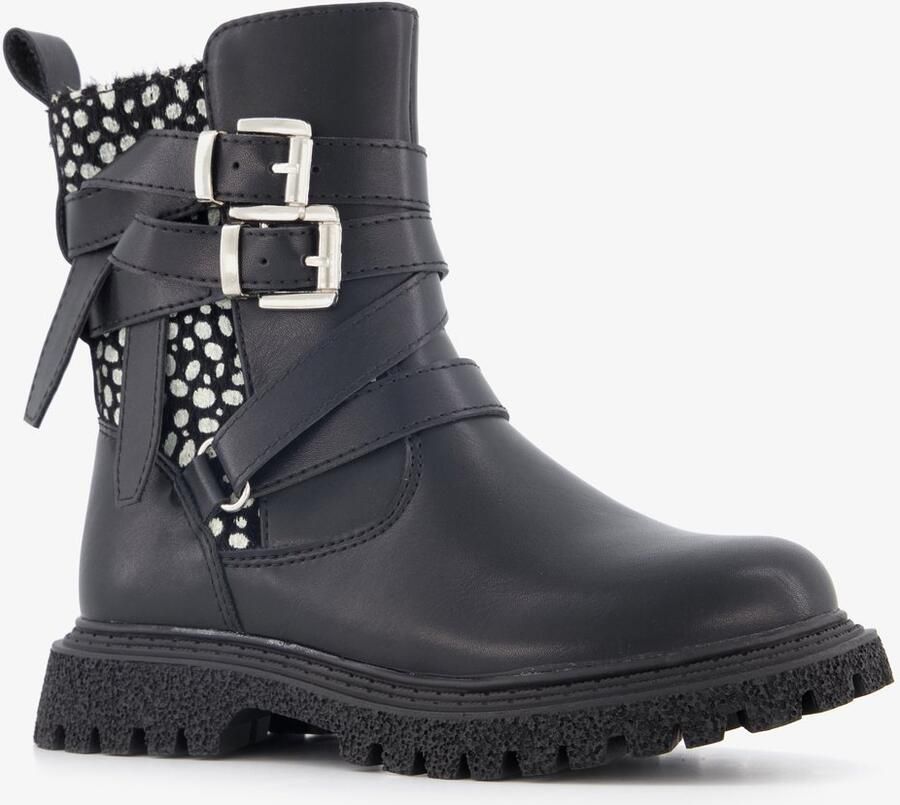BLUE BOX meisjes biker boots met stippen zwart