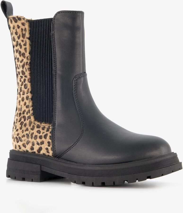 BLUE BOX meisjes Chelsea boot met luipaardprint zwart