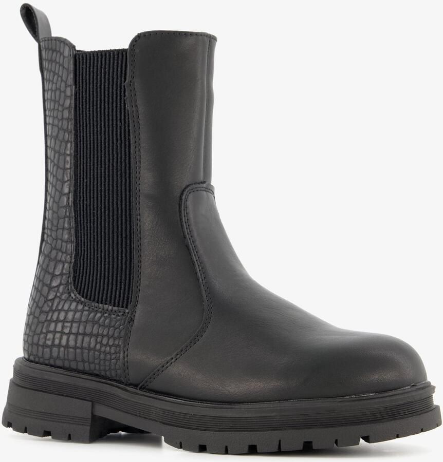 BLUE BOX meisjes Chelsea boots met croco dessin zwart
