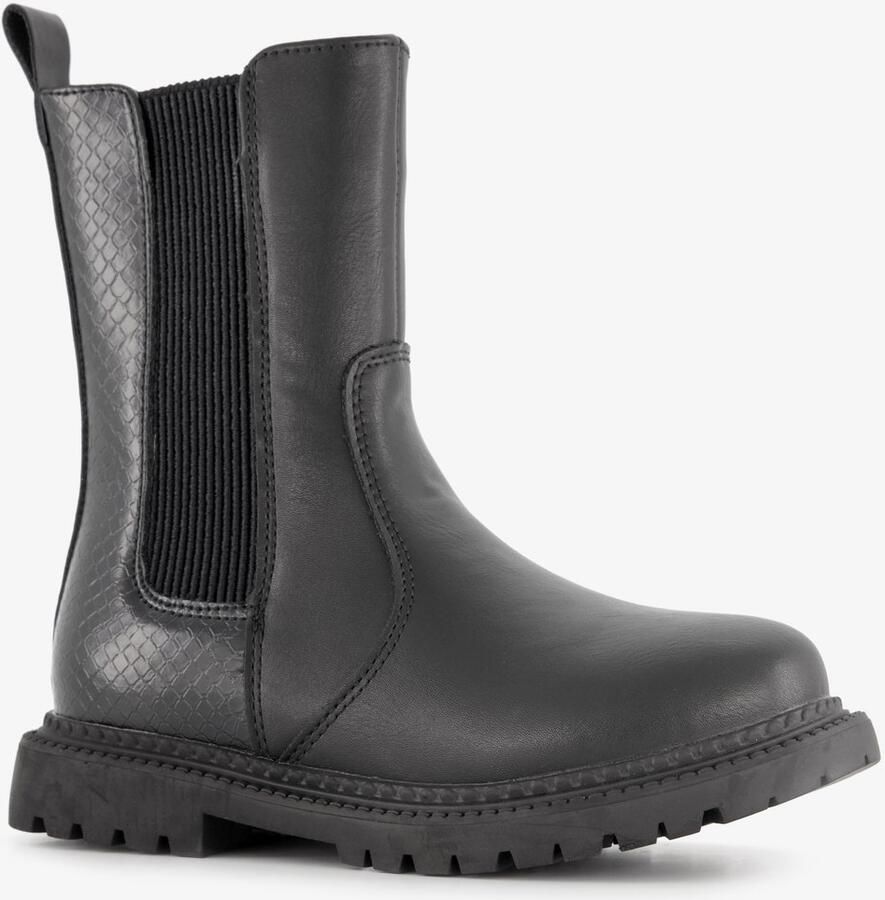 BLUE BOX meisjes Chelsea boots met croco dessin zwart