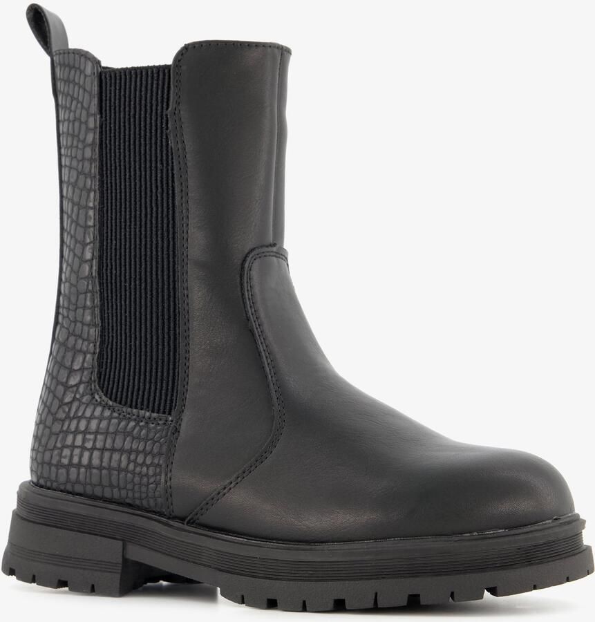 BLUE BOX meisjes Chelsea boots met croco details zwart
