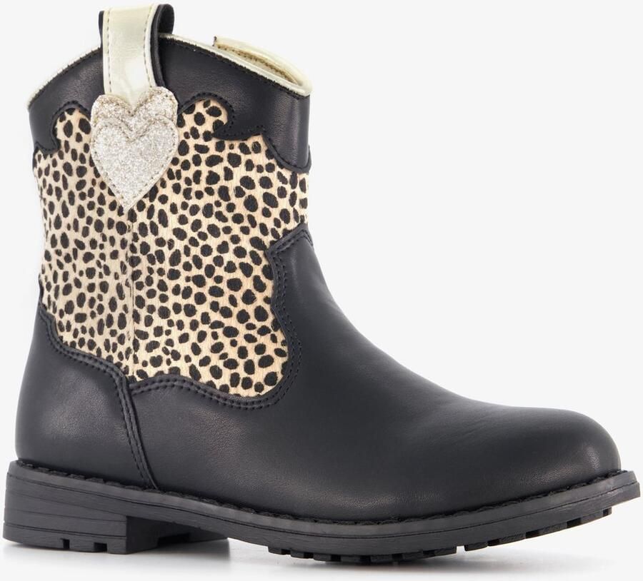 BLUE BOX meisjes cowboylaarsjes met luipaardprint zwart