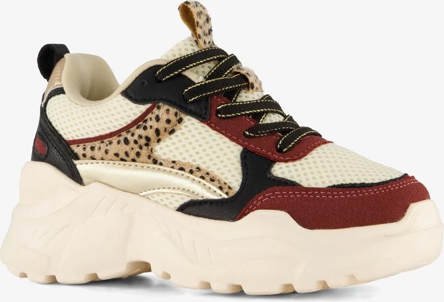 BLUE BOX meisjes dad sneakers beige bordeaux Uitneembare zool