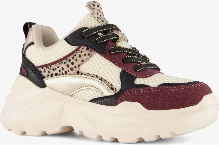 BLUE BOX meisjes dad sneakers beige bordeaux Uitneembare zool