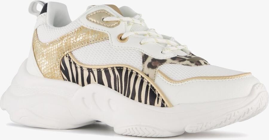 BLUE BOX meisjes dad sneakers met tijgerprint Wit - Foto 1