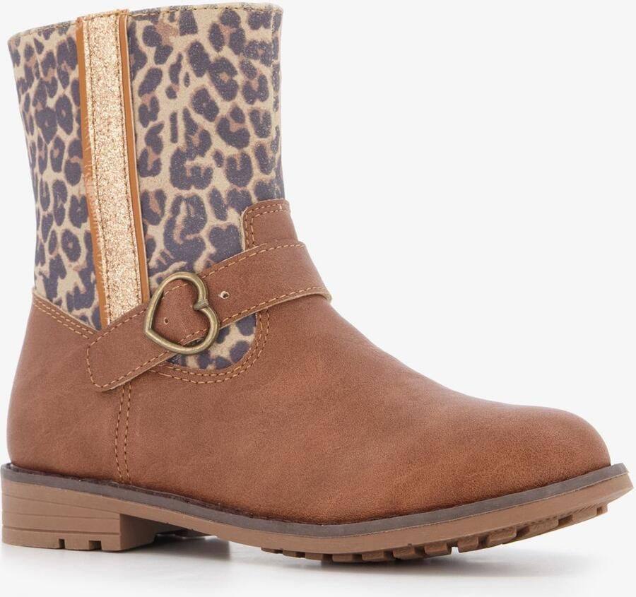 BLUE BOX meisjes enkellaarsjes met luipaardprint cognac