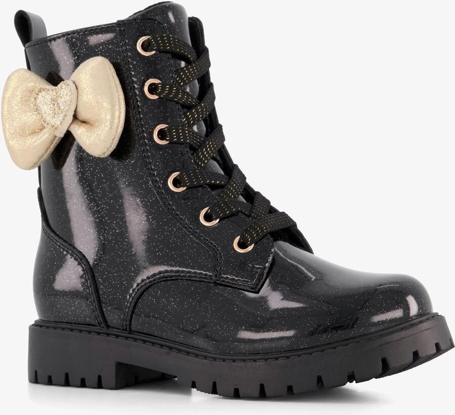 BLUE BOX meisjes glitter veterboots met gouden strik