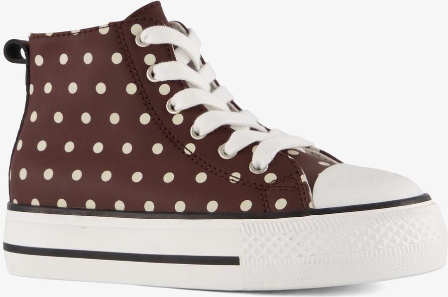 BLUE BOX meisjes hoge sneakers met polkadots bruin