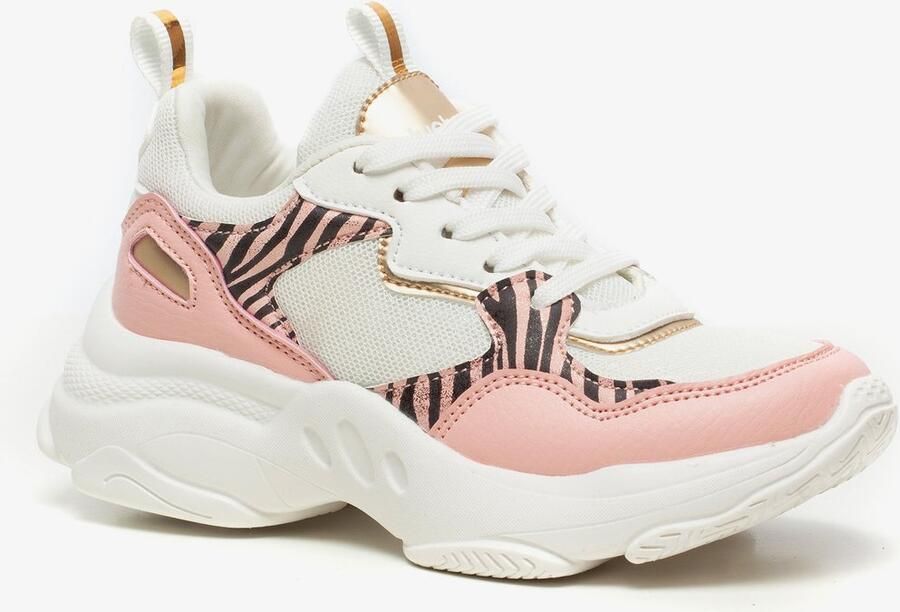 BLUE BOX meisjes sneaker roze met zebraprint Uitneembare zool