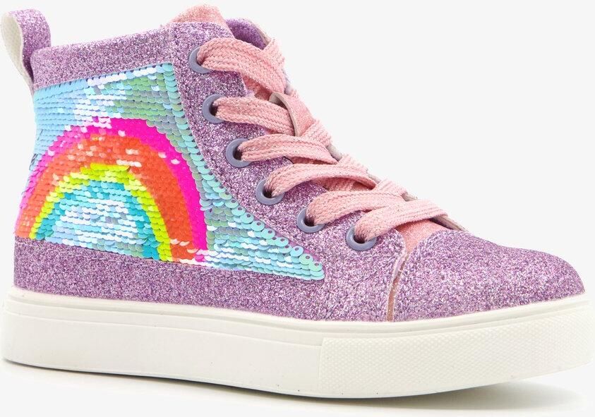 BLUE BOX meisjes sneakers met glitters en regenboog paars Uitneembare zool