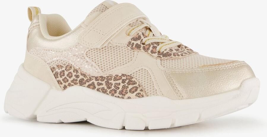 BLUE BOX meisjes sneakers met luipaardprint beige goud