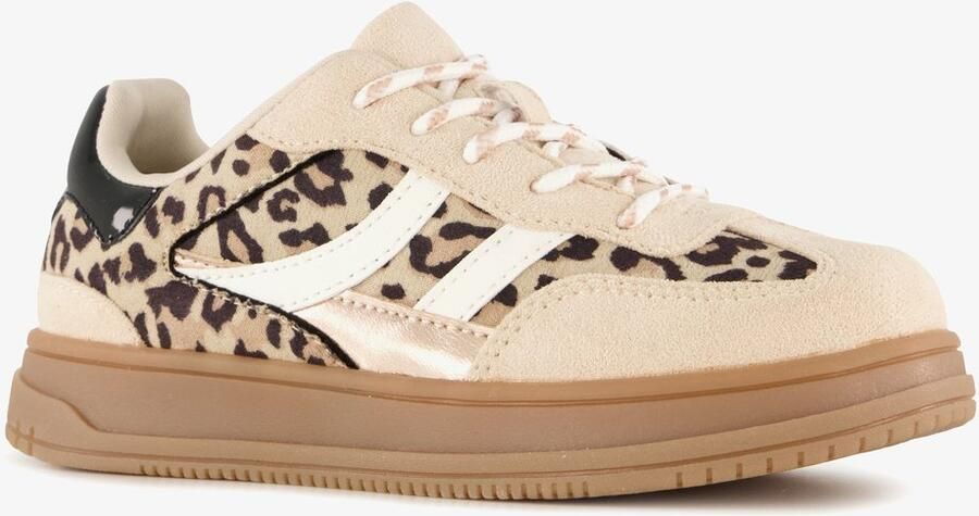 BLUE BOX meisjes sneakers met panterprint beige bruin Uitneembare zool