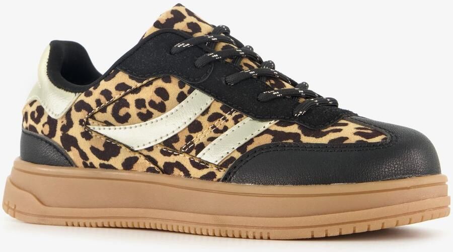 BLUE BOX meisjes sneakers met panterprint bruin zwart Uitneembare zool