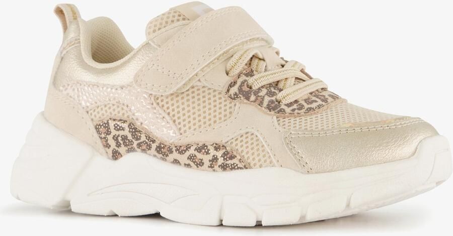 BLUE BOX meisjes sneakers met panterprint details beige goud