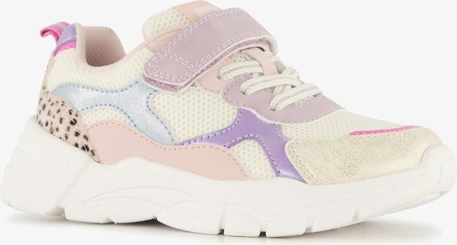 BLUE BOX meisjes sneakers met panterprint details pastel Geel