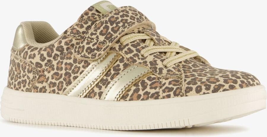 BLUE BOX meisjes sneakers met panterprint beige goud Uitneembare zool
