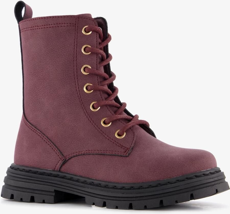 BLUE BOX meisjes veterboots bordeauxrood Uitneembare zool