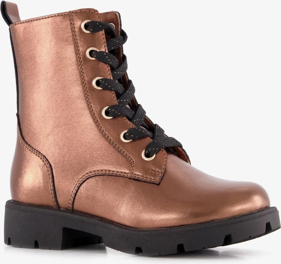 BLUE BOX meisjes veterboots brons Uitneembare zool