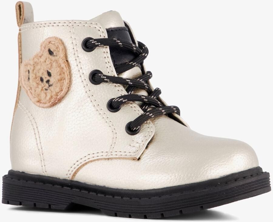 BLUE BOX meisjes veterboots goud met teddybeertje