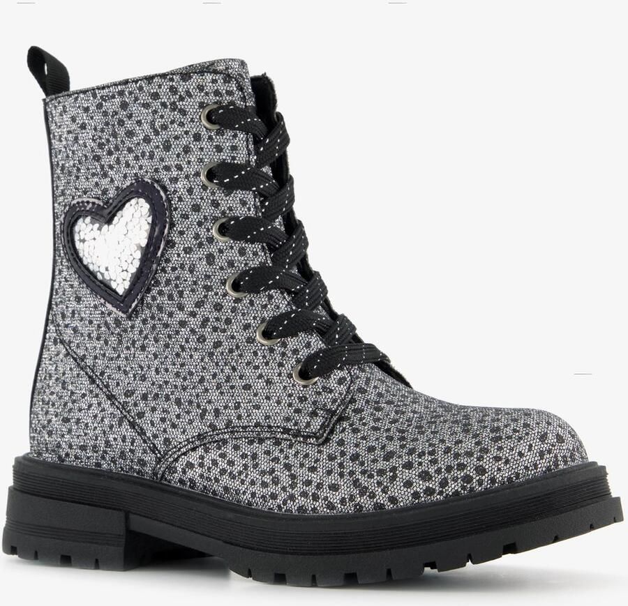 BLUE BOX meisjes veterboots met hartje zilver