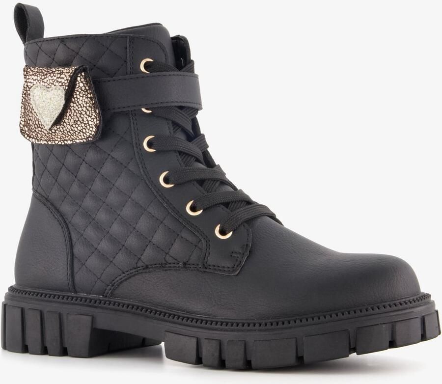 BLUE BOX meisjes veterboots met hartje zwart
