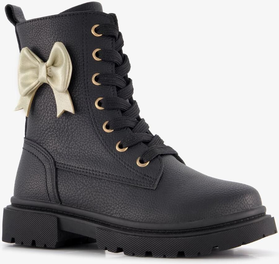 BLUE BOX meisjes veterboots met strikje zwart