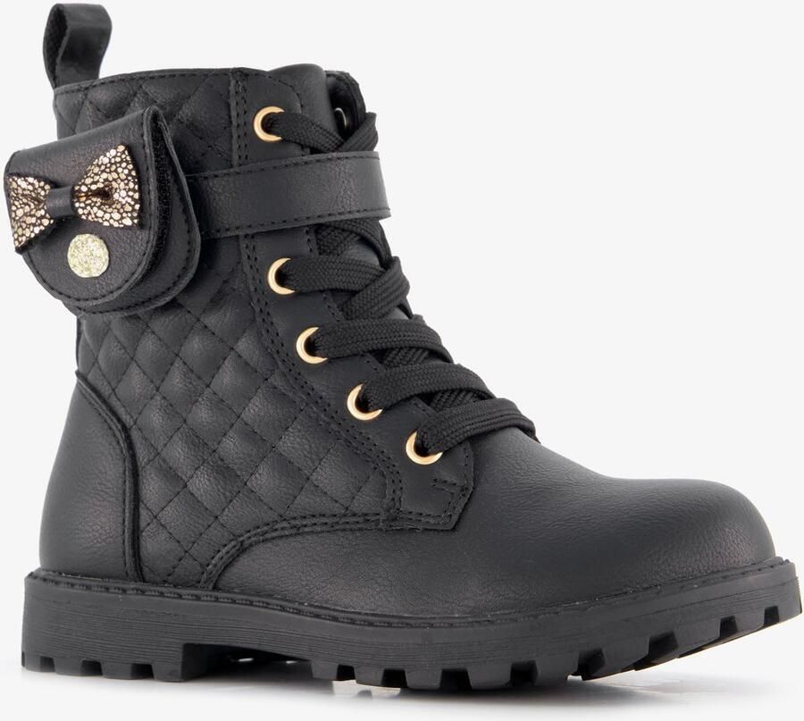 BLUE BOX meisjes veterboots met tasje zwart