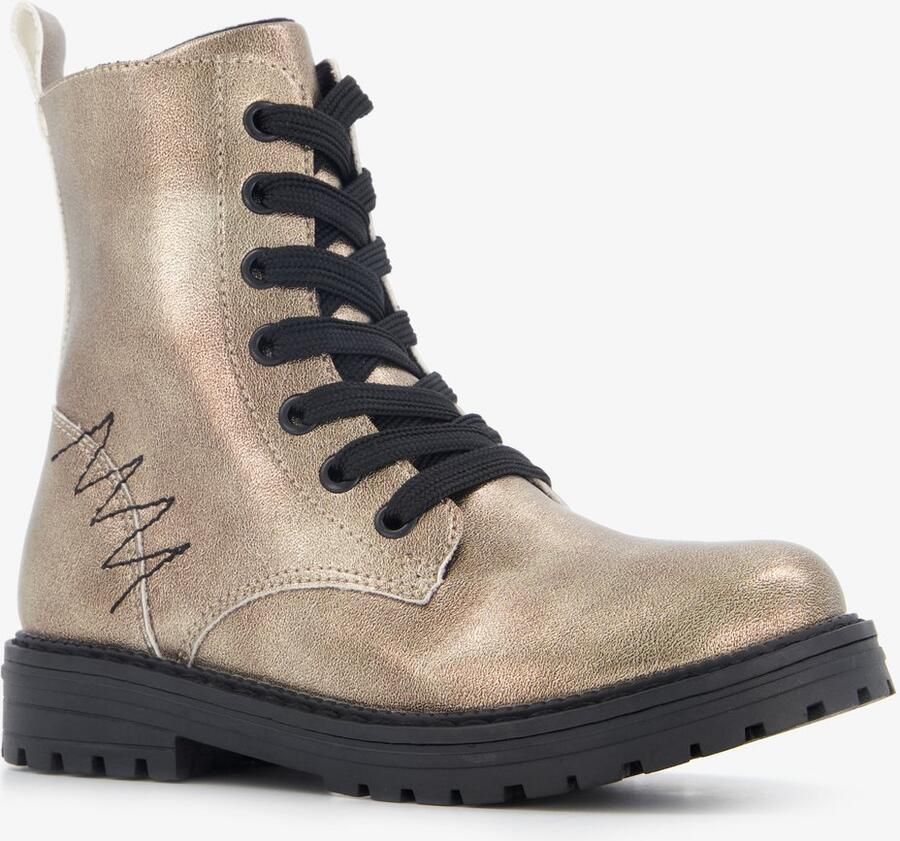 BLUE BOX meisjes veterboots metallic goud Uitneembare zool