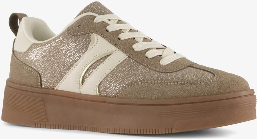 BLUE BOX metallic dames sneakers beige Uitneembare zool