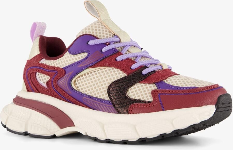 BLUE BOX metallic meisjes dad sneakers bordeaux beige Uitneembare zool