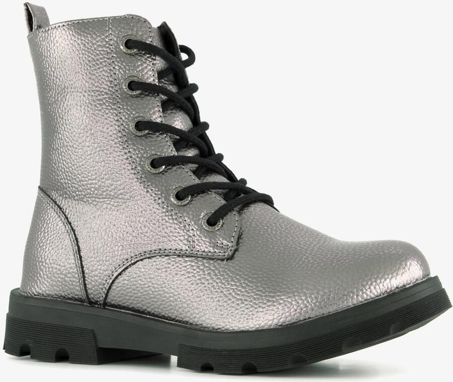BLUE BOX metallic meisjes veterboots zilverkleurig