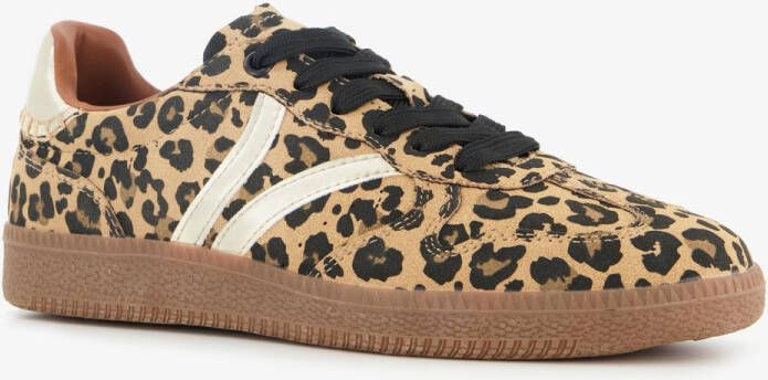 BLUE BOX bruine dames sneakers met luipaardprint Uitneembare zool