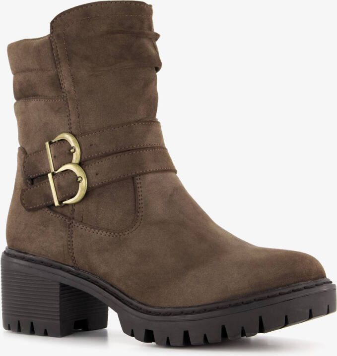 BLUE BOX dames biker boots met hak bruin
