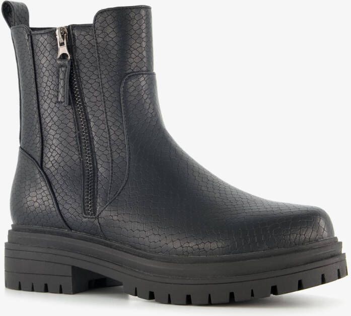 BLUE BOX dames boots met croco print zwart