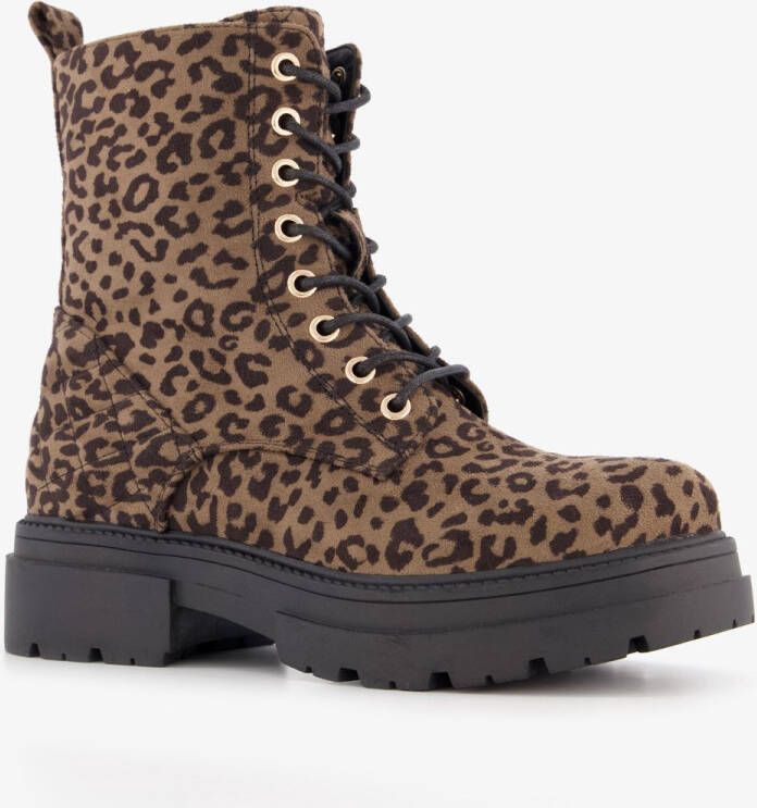 BLUE BOX dames boots panterprint Bruin