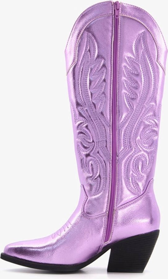 BLUE BOX dames cowboy western boots paars metallic
