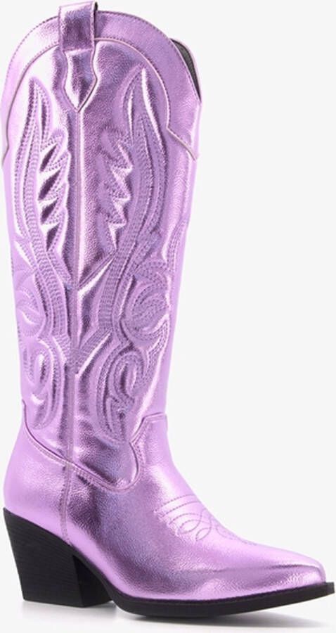 BLUE BOX dames cowboy western boots paars metallic