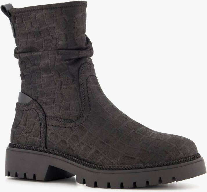 BLUE BOX dames croco boots zwart