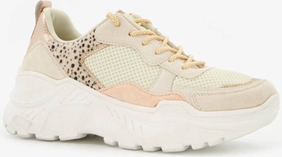 BLUE BOX dames dad sneakers met dierenprint Beige