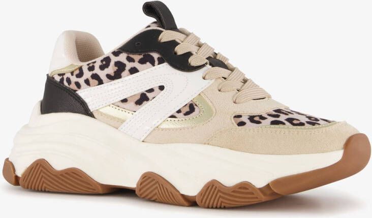 BLUE BOX dames dad sneakers met luipaardprint Beige