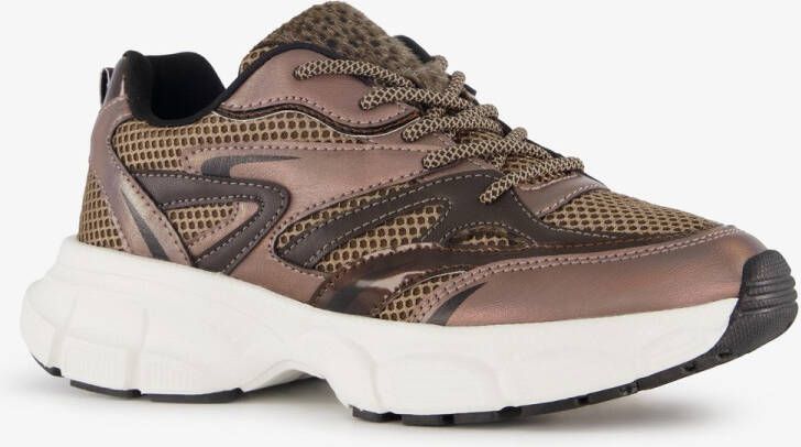 BLUE BOX dames dad sneakers met panterprint bruin Uitneembare zool