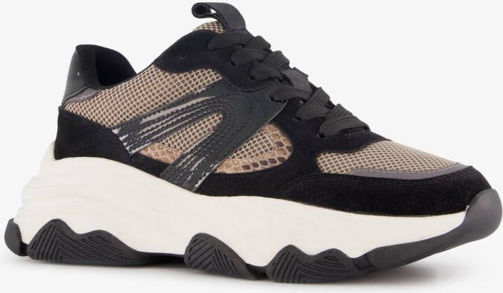 BLUE BOX dames dad sneakers zwart beige Uitneembare zool