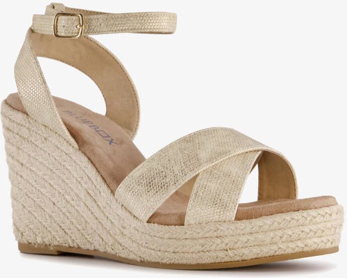 BLUE BOX dames espadrilles met hoge sleehak goud