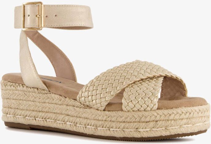 BLUE BOX dames espadrilles met sleehak goud