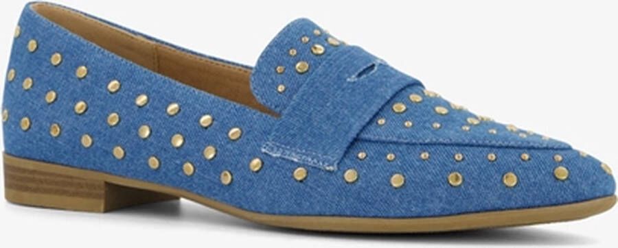 BLUE BOX dames loafers denim met studs Blauw