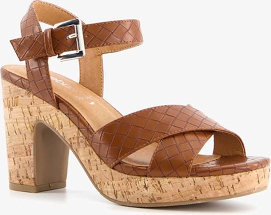 BLUE BOX dames sandalen met hak Cognac - Schoenen.nl