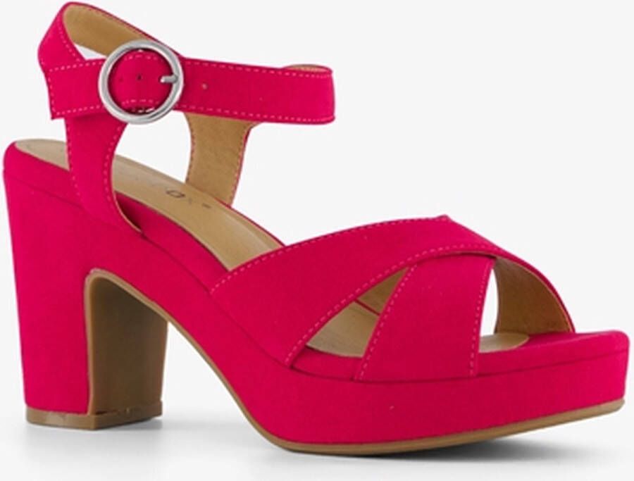 Blue Box dames sandalen met hak fuchsia roze