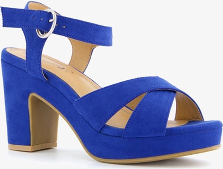 Blue Box dames sandalen met hak kobalt blauw