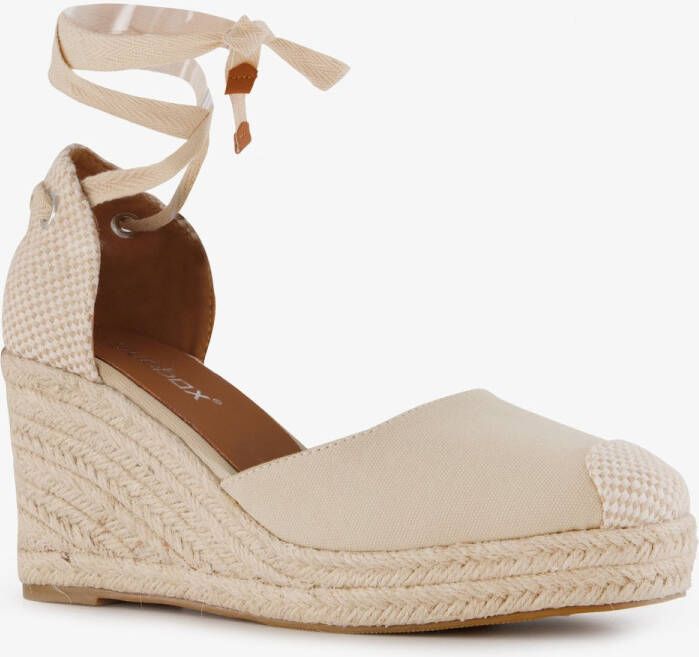 BLUE BOX dames sleehak espadrilles met strik beige