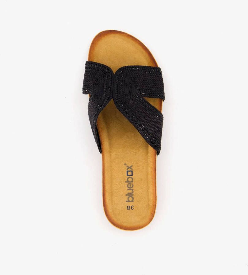 BLUE BOX dames slippers met glitter zwart